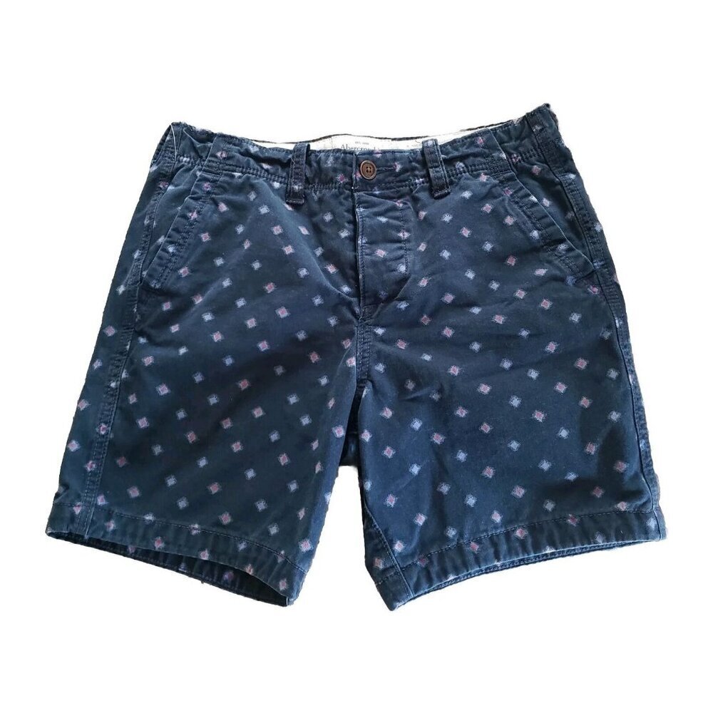 Abercrombie Fitch Blue Chino Shorts Men's 30 Flat Front Stretch Preppy Casual